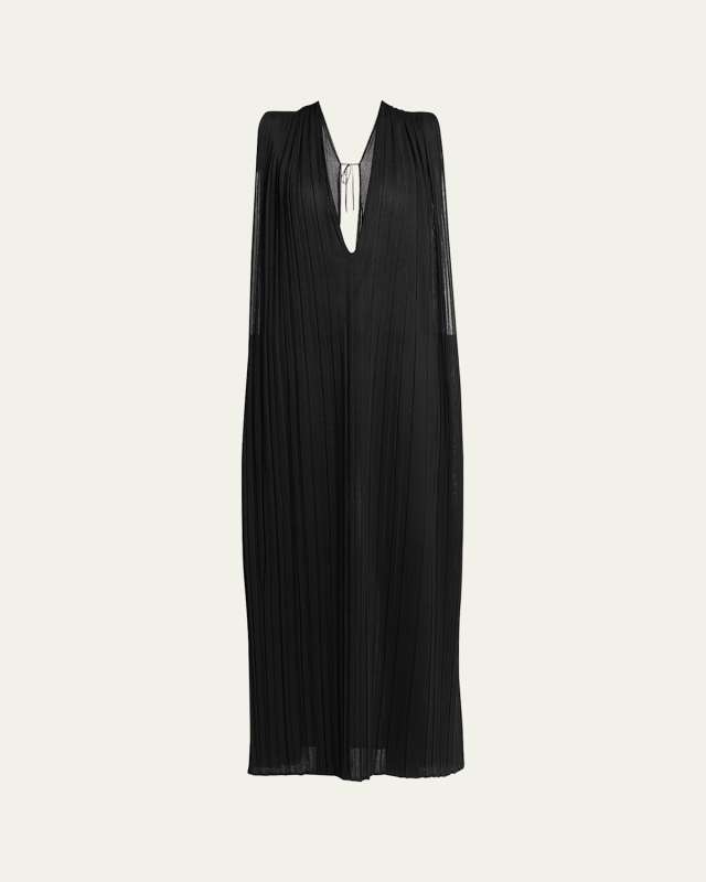 Pleated Sheer Maxi Dress