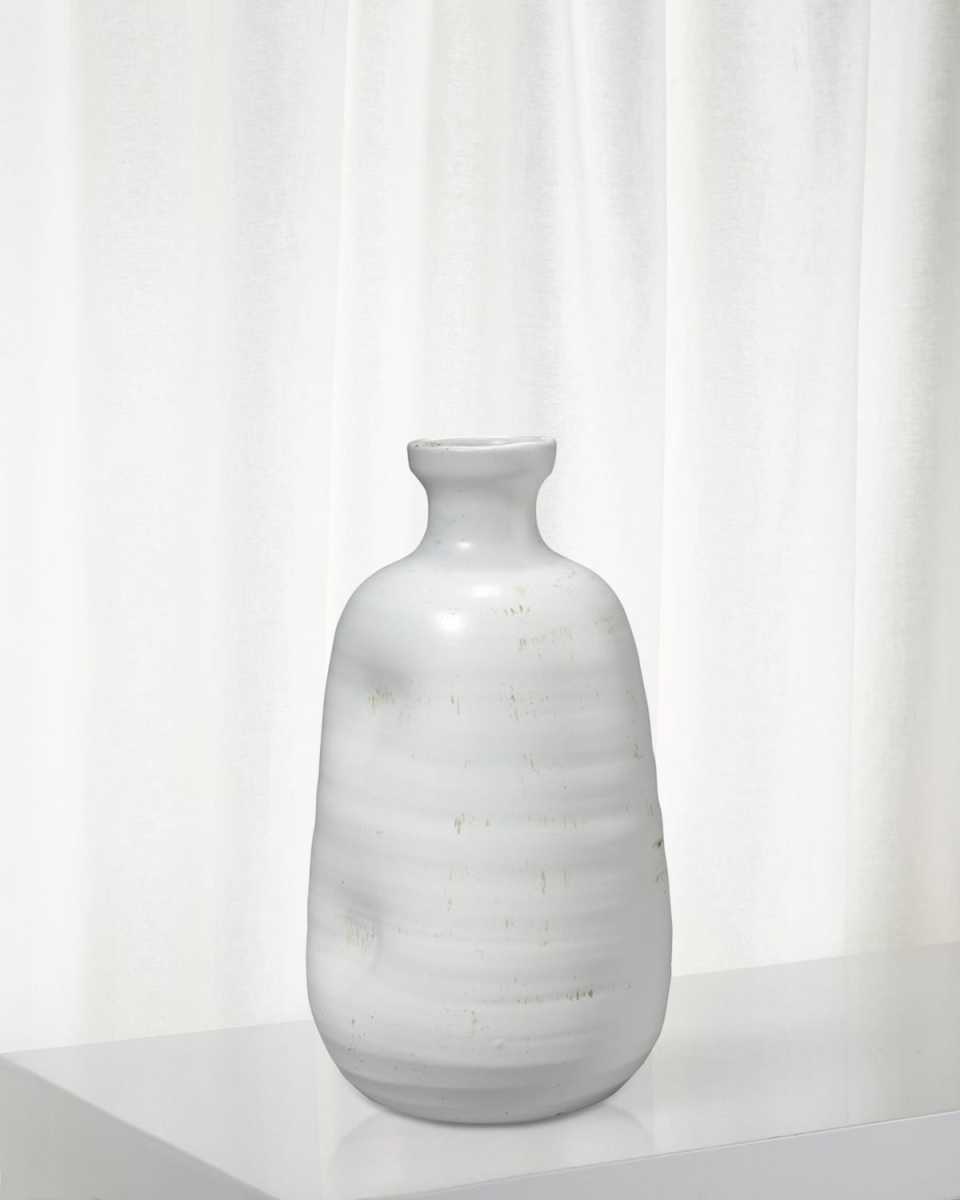 Dimple Vase in Matte White Ceramic