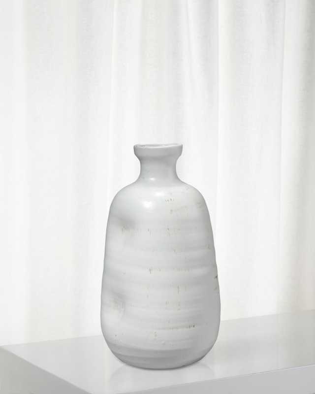 Dimple Vase in Matte White Ceramic