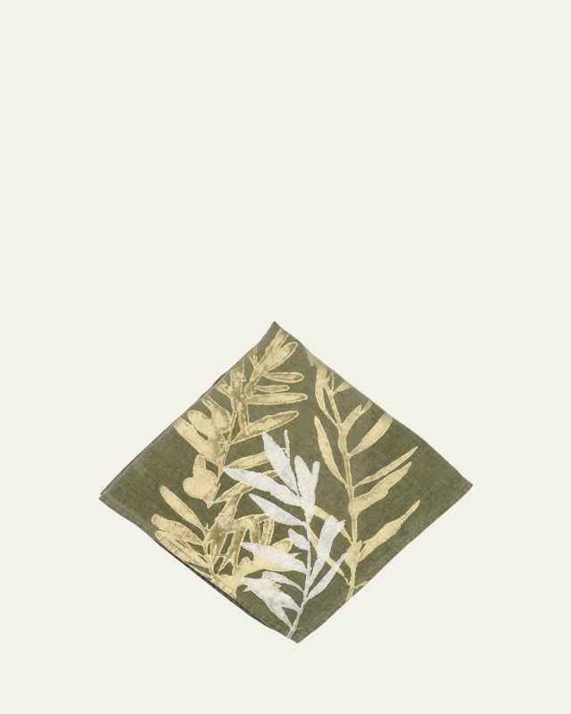 Leccino on Green Painted Linen Napkin