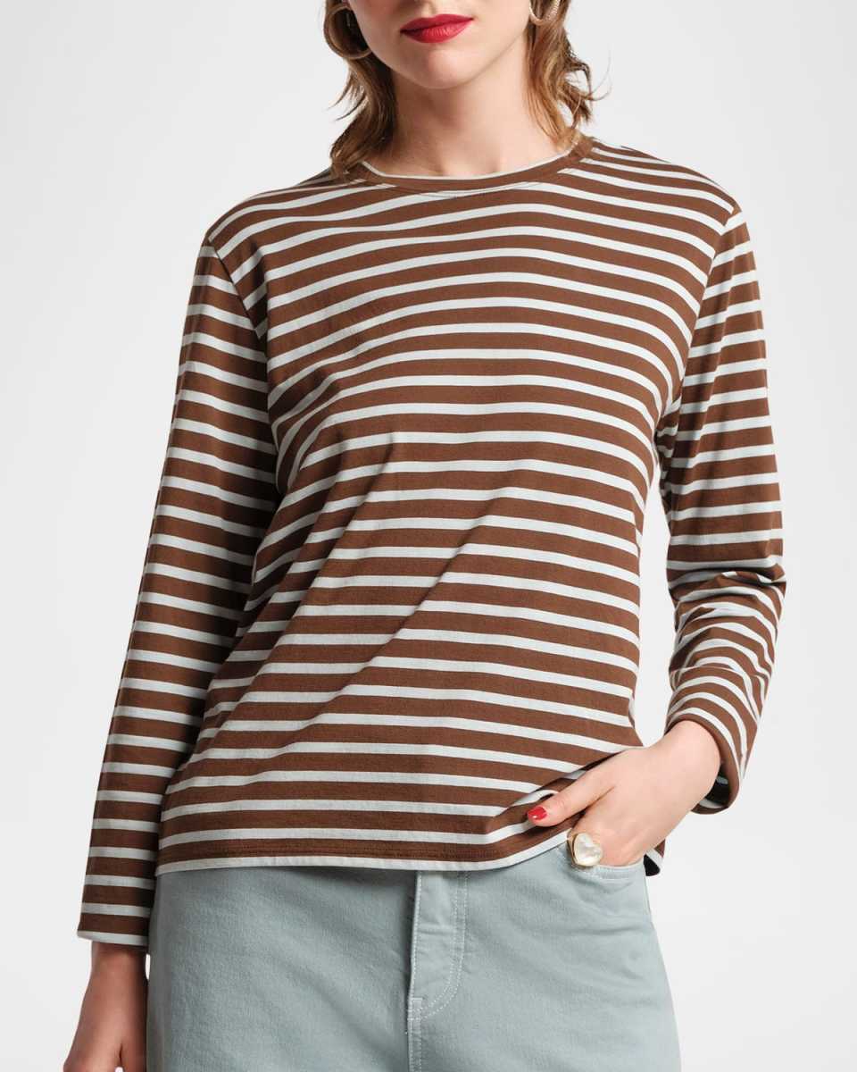 Striped Crewneck Pima Cotton Top
