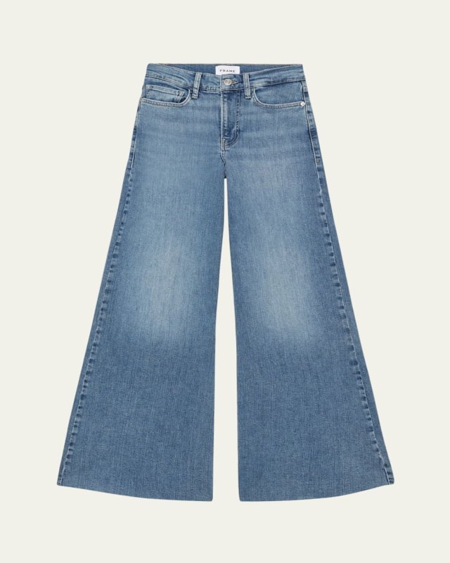 Le Palazzo Wide-Leg Raw-Hem Cropped Jeans