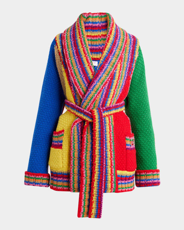 Multicolor Wool Wrap Cardigan