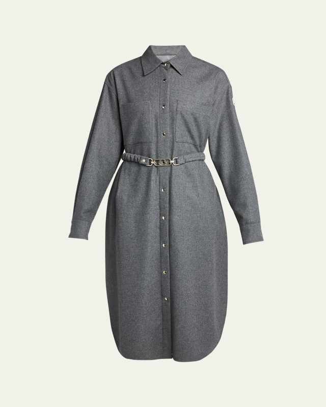 Belted Flannel Midi Shirtdress