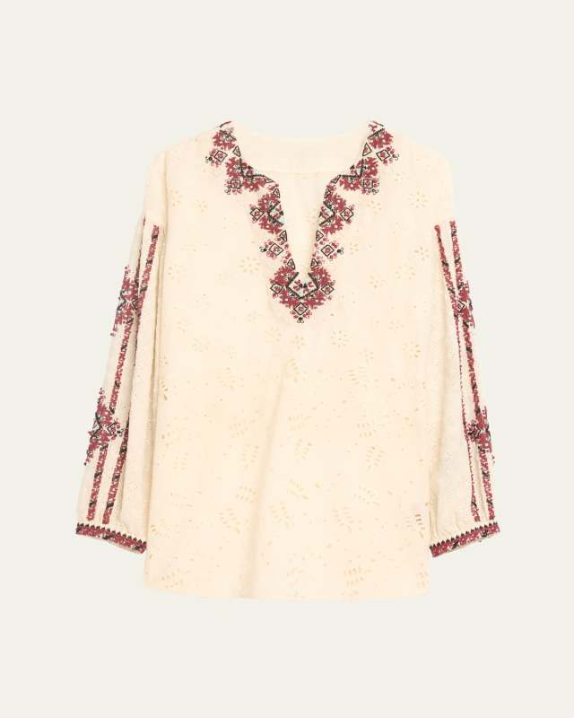 Broderie Anglaise Beaded Blouse