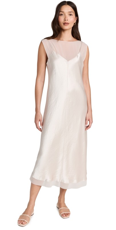 Vince Chiffon Layered Slip Dress Champagne