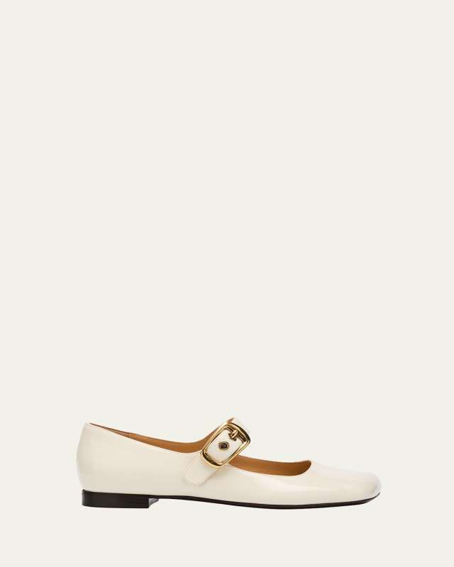 Polly Patent Mary Jane Ballerina Flats