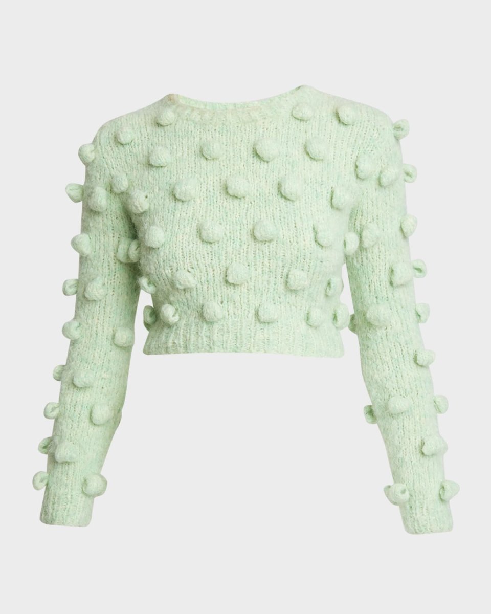 Cropped Wool Sweater with Dot Details