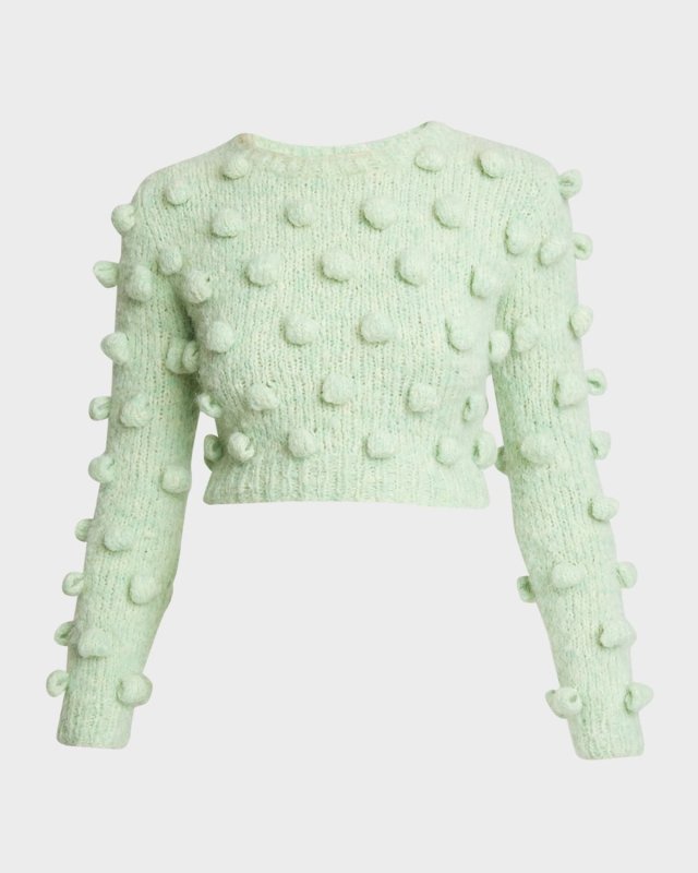 Cropped Wool Sweater with Dot Details