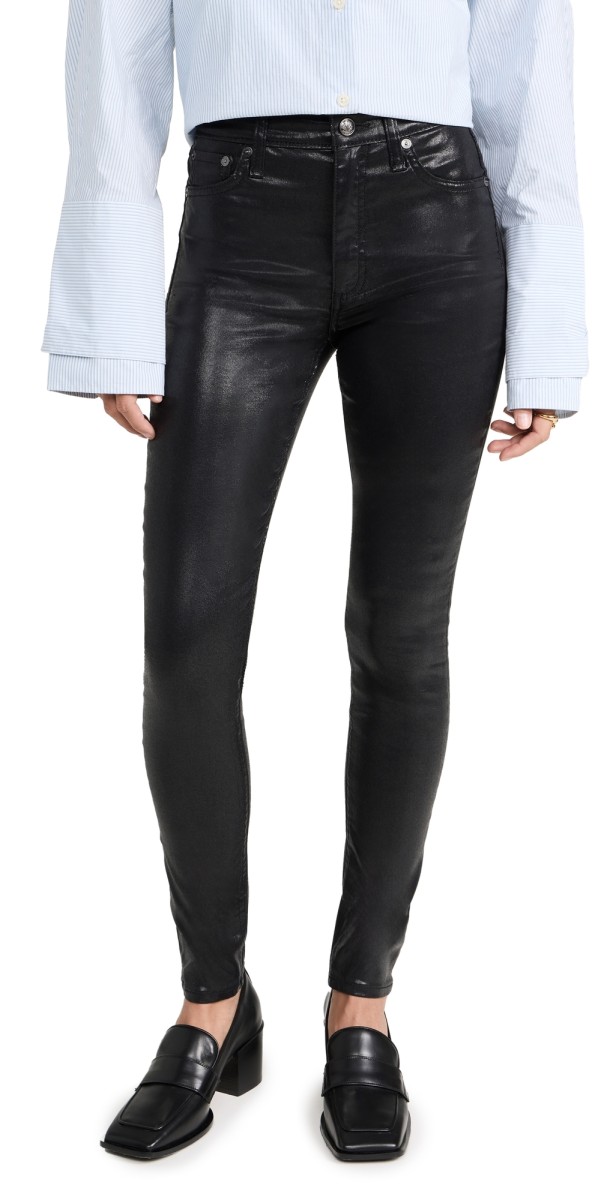 rag & bone Nina High Rise Skinny Jeans Coatedblk