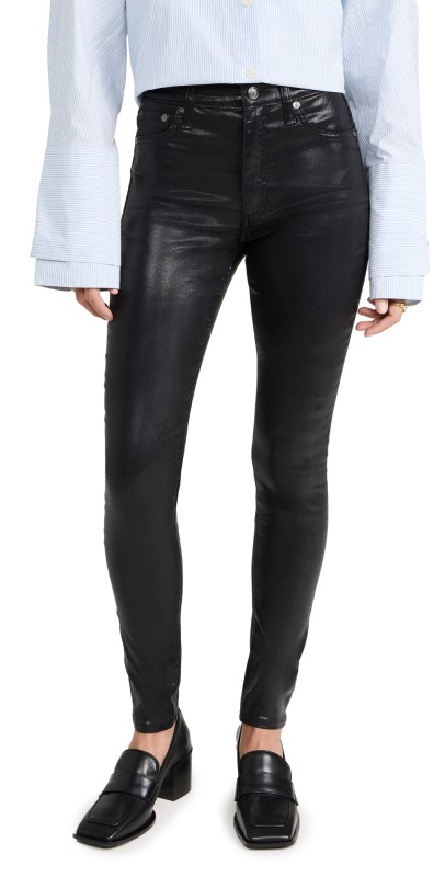 rag & bone Nina High Rise Skinny Jeans Coatedblk