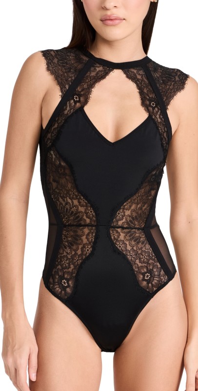 Thistle and Spire Minna Thong Bodysuit Black