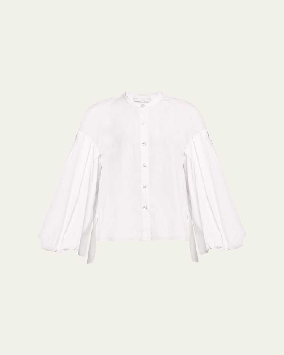 Adler Balloon-Sleeve Cotton Poplin Top