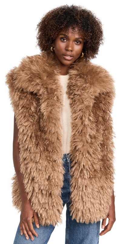 MISA Ryleigh Vest Latte Faux Fur