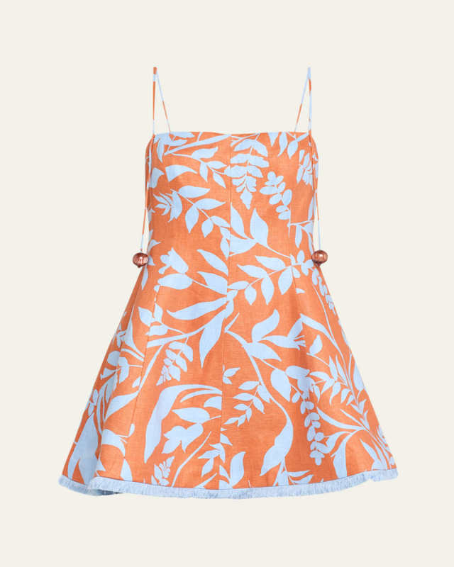 Christy Square-Neck Linen Mini Dress