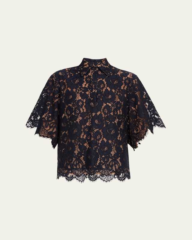 Large Floral Lace Collared Shirt