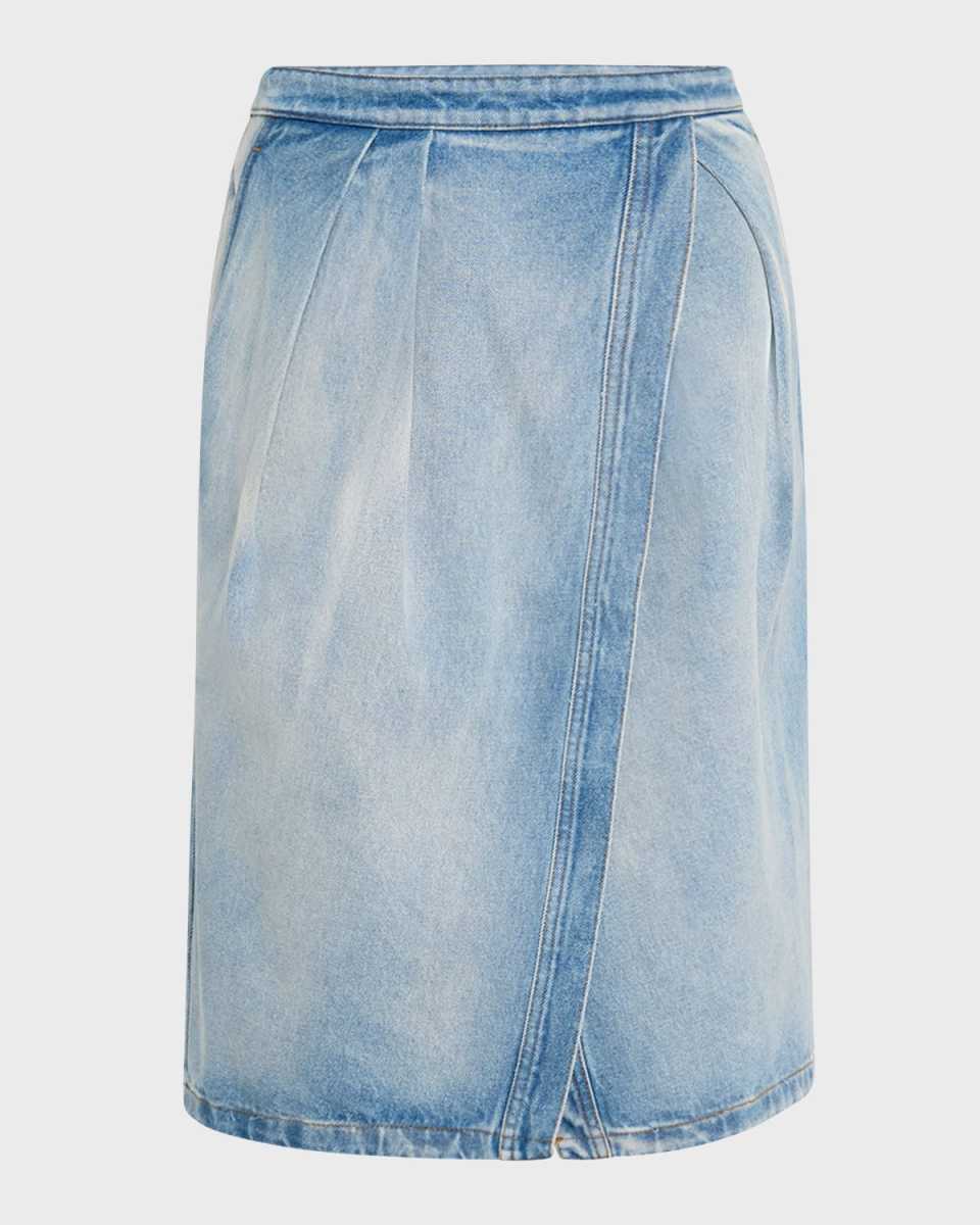 Solade Pleated Denim Wrap Skirt