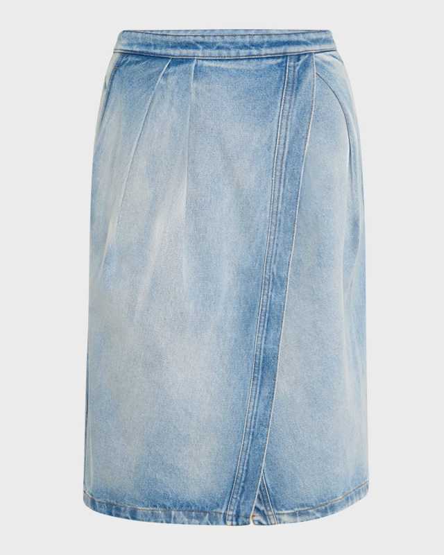 Solade Pleated Denim Wrap Skirt