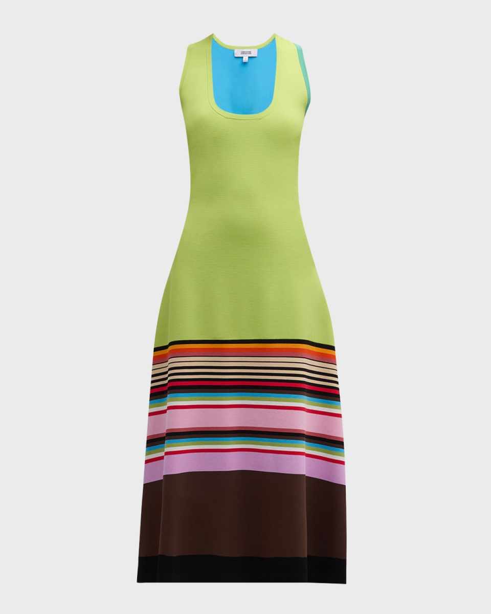 Colorblock Striped Tank Midi Dress
