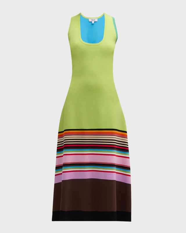 Colorblock Striped Tank Midi Dress