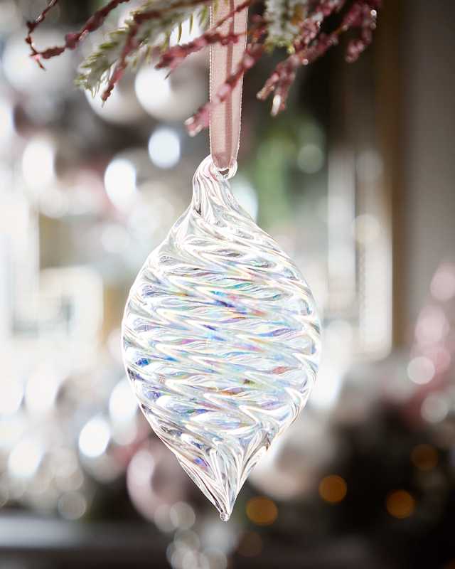 Clear Iris Teardrop Christmas Ornament