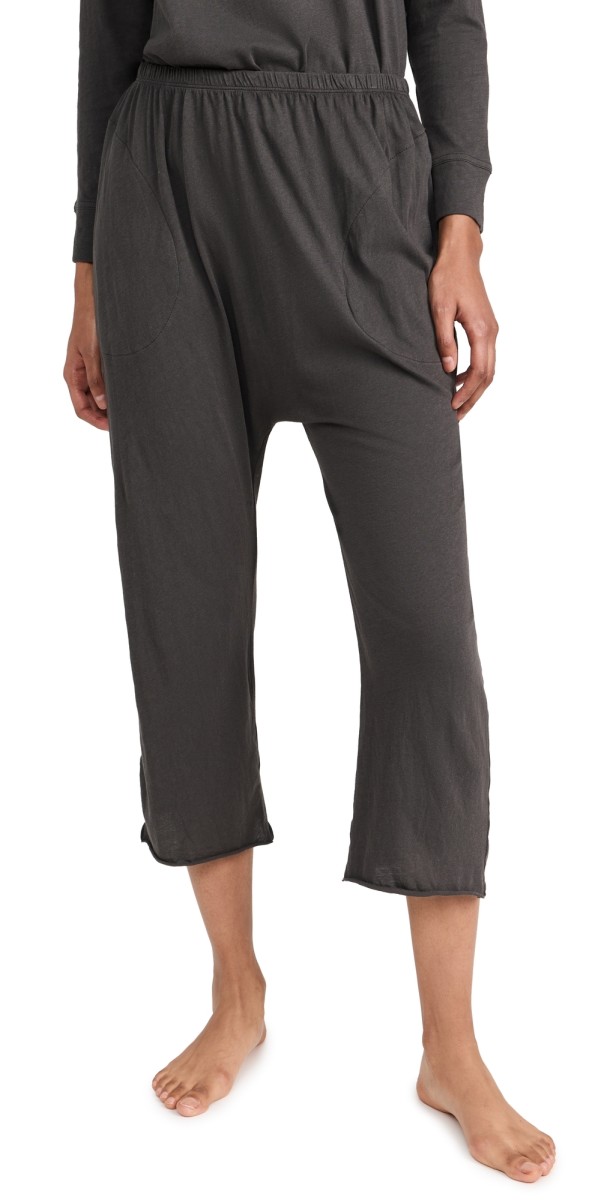THE GREAT. The Lounge Crop Pants Washed Black