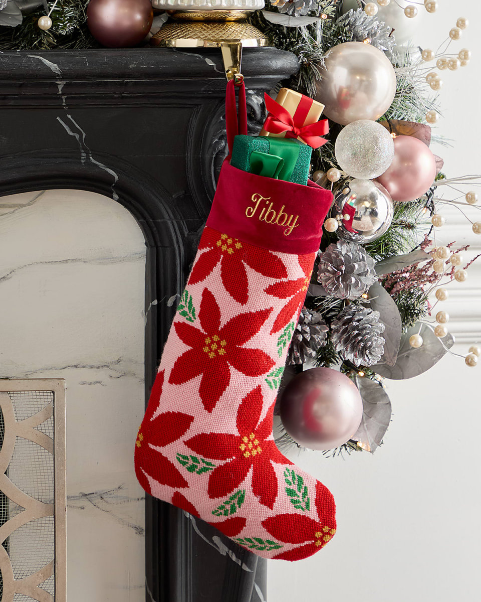 "Fa-LaLa's Poinsettias" Christmas Stocking, Personalized