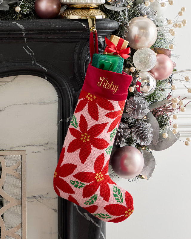 "Fa-LaLa's Poinsettias" Christmas Stocking, Personalized