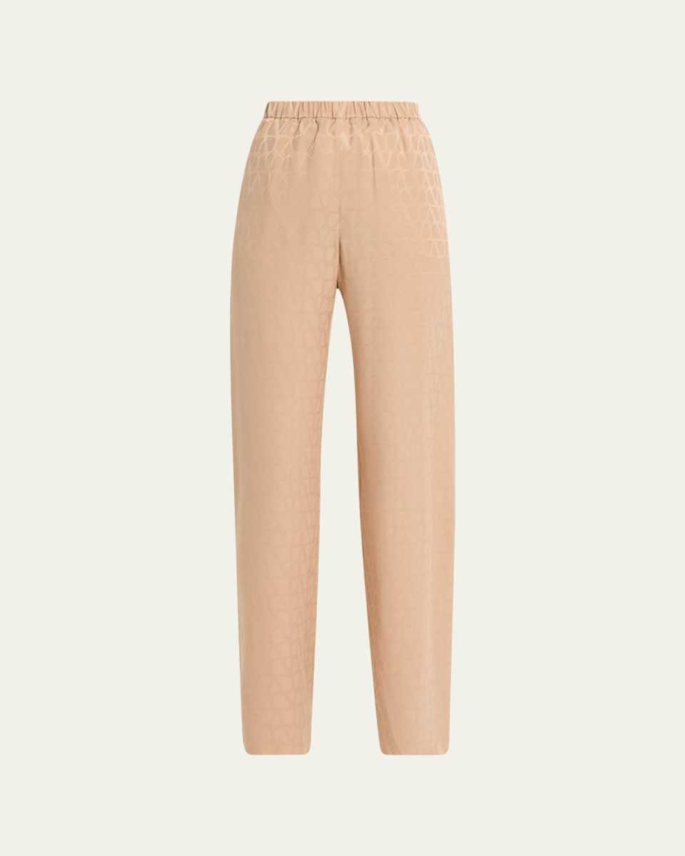 Logo Straight Silk Trousers