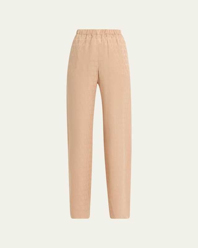 Logo Straight Silk Trousers