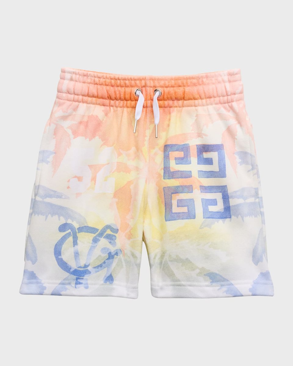 Boy's 4G Multicolor Printed Fleece Shorts, Size 4-14