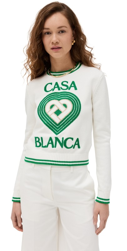 Casablanca Heart Embroidered Sweater Off-White