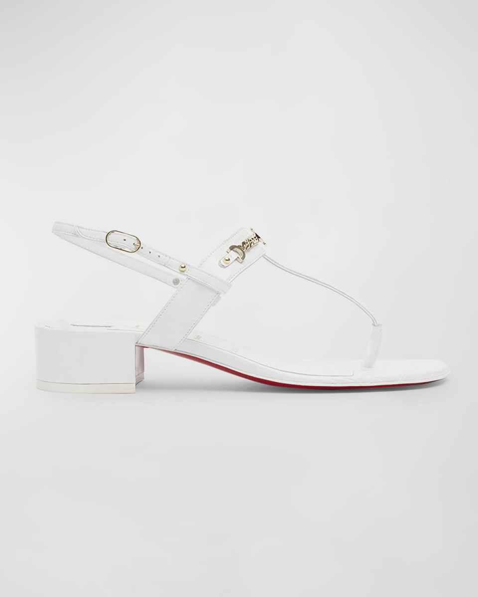 Leather Chain Red Sole Slingback Sandals