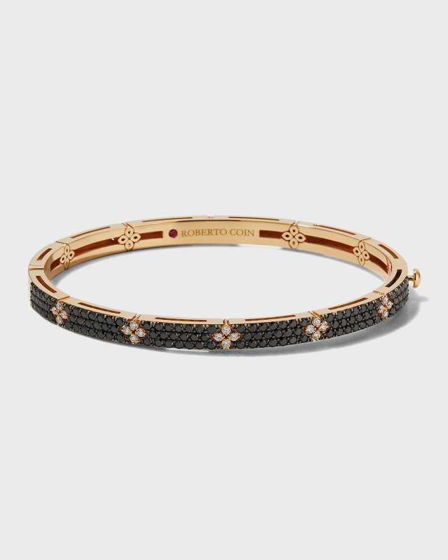 Love In Verona 18k Rose Gold Black Diamond Bangle