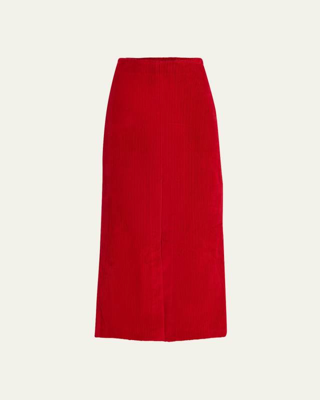 Corduroy Column Midi Skirt