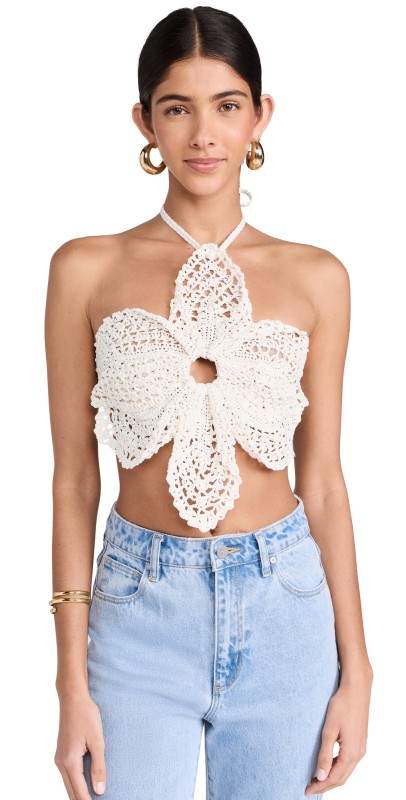Cult Gaia Darlena Crochet Top Off White