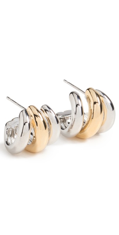SHASHI Triple Two Toned Hoops Gold/Silver