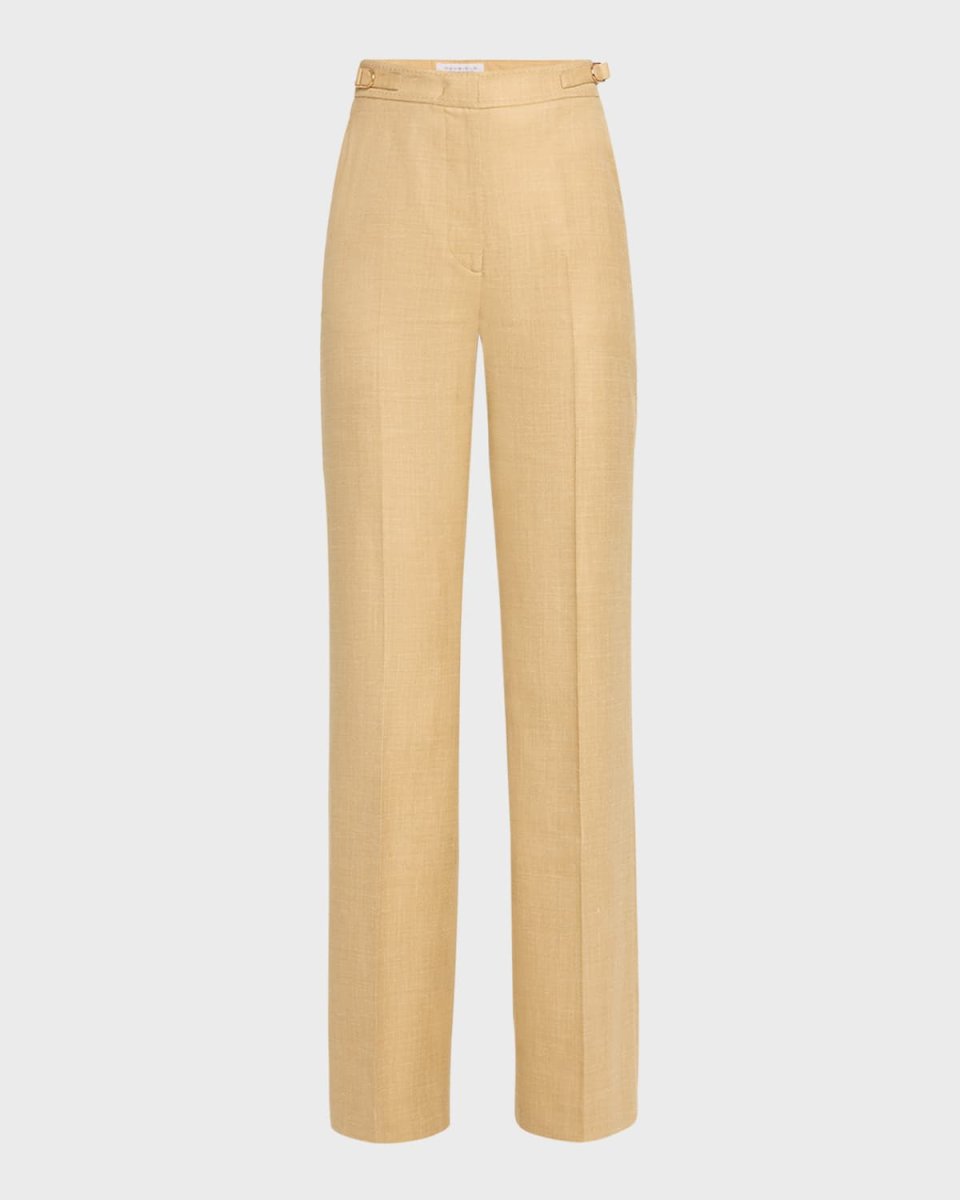 Vesta Mid-Rise Buckle-Waist Wide-Leg Pants