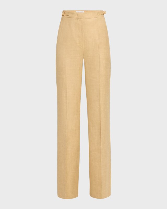 Vesta Mid-Rise Buckle-Waist Wide-Leg Pants