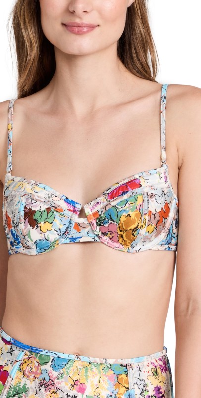 Zimmermann Clover Spliced Balcony Bra Bikini Top Spliced