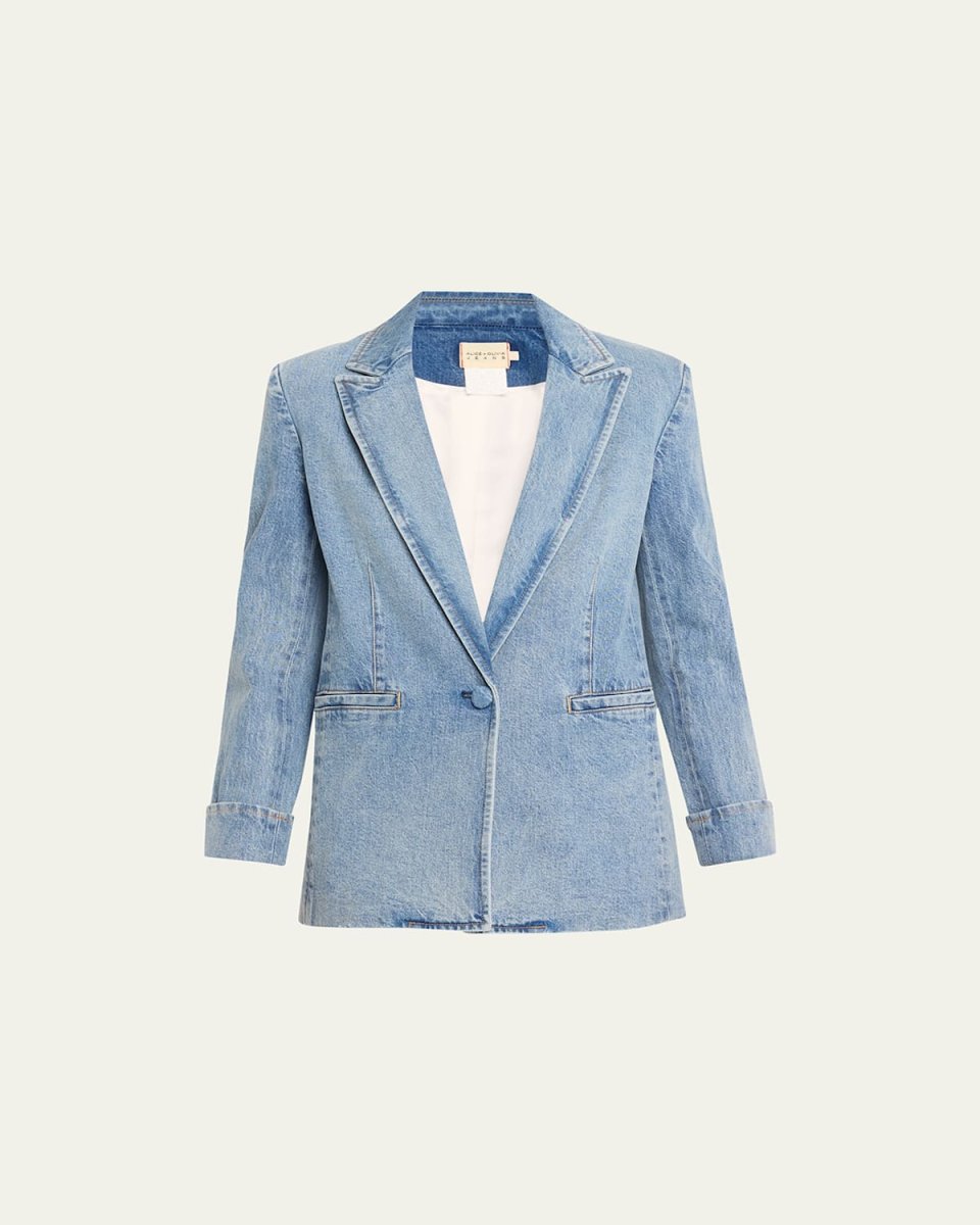 Justine Denim Roll-Cuff Longline Blazer