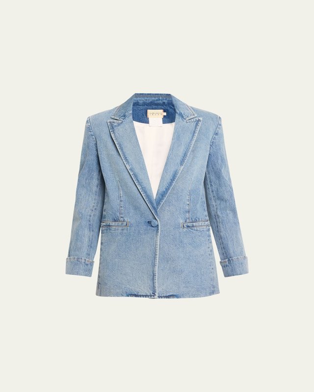 Justine Denim Roll-Cuff Longline Blazer