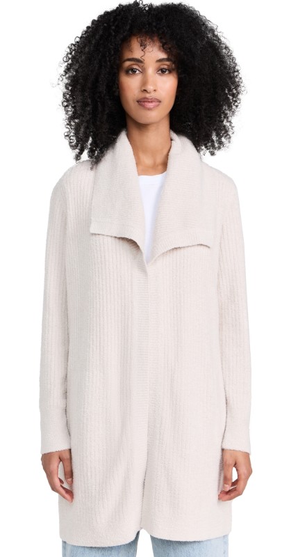 Barefoot Dreams CCL Ribbed Drape Cardigan Almond