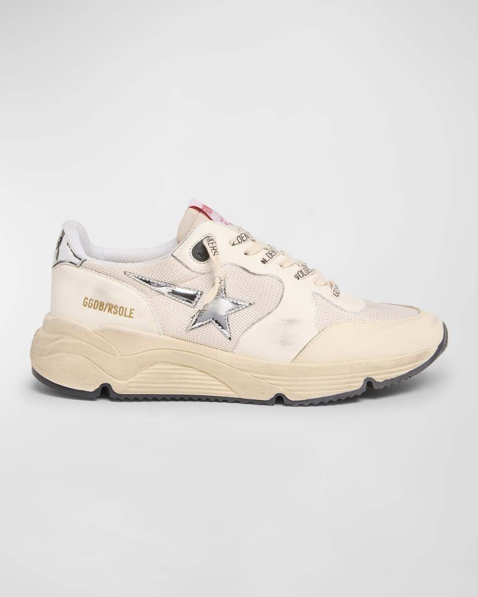 Running Sole Mixed Leather Sneakers