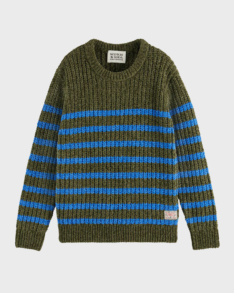 Boy's Striped Chenille Sweater, Size 4-12