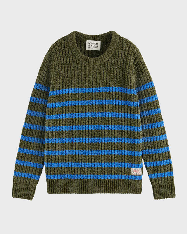 Boy's Striped Chenille Sweater, Size 4-12