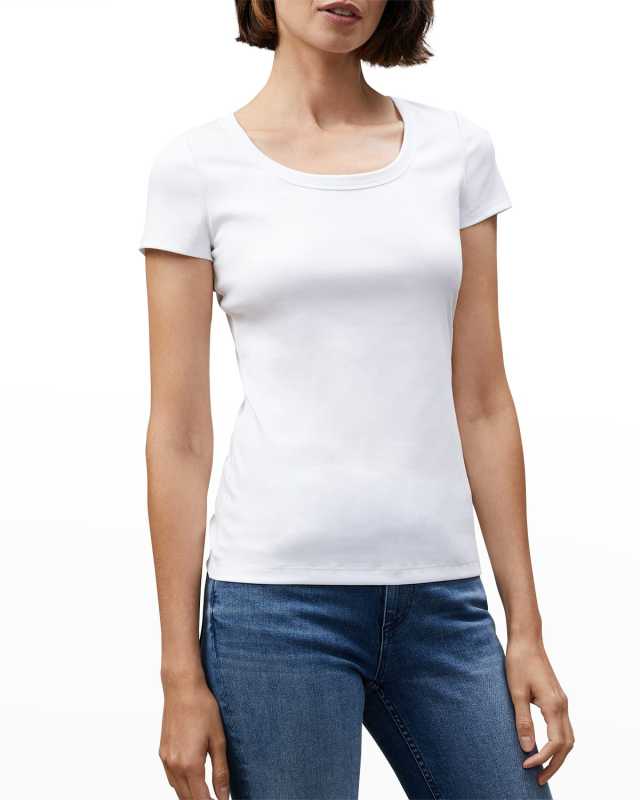 Petite Scoop-Neck Stretch Cotton Tee