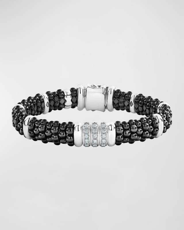 Black Caviar Diamond 3-Link Bracelet, 9