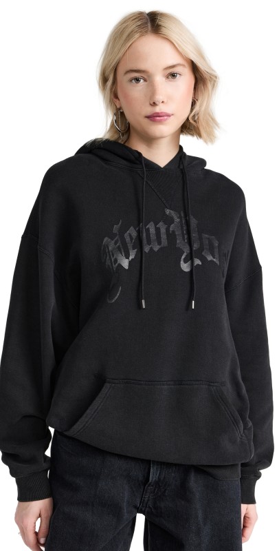 R13 New York Oversized Hoodie Acid Black