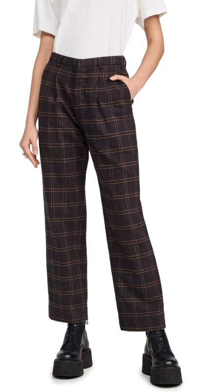 R13 Relaxed Trousers Dark Brown Plaid